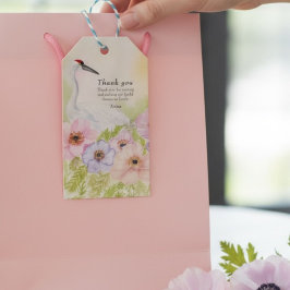 Tack Bröllopsdusch Trumpetartranor Anemoner Presentetikett
