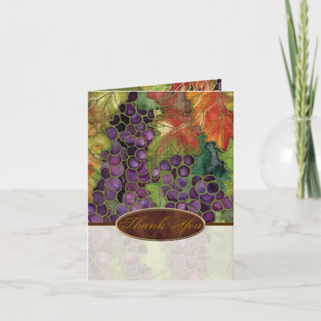 Tack Bröllopsinbjudan Höst Druvblad Kort (Framsida)