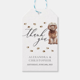 Tack Brown Cavapoo hund Bröllop Presentetikett