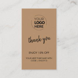 Tack Brown Snyggt Modern Logotyp Business Rabattkort