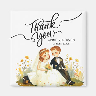 Tack Brud Brudgum Illustration Magnet