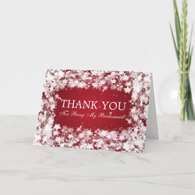 Tack Brudtjänst Lysande Stjärnor Röd Kort (Framsida)