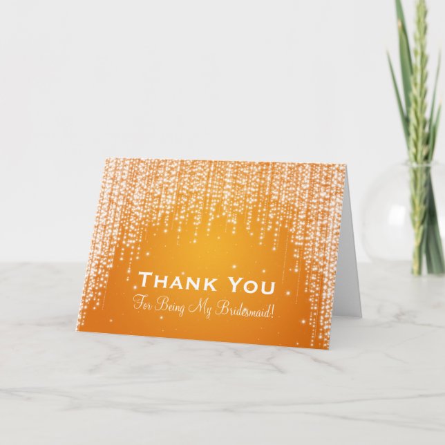 Tack Brudtjänst Natt Dazzle Orange Kort (Framsida)