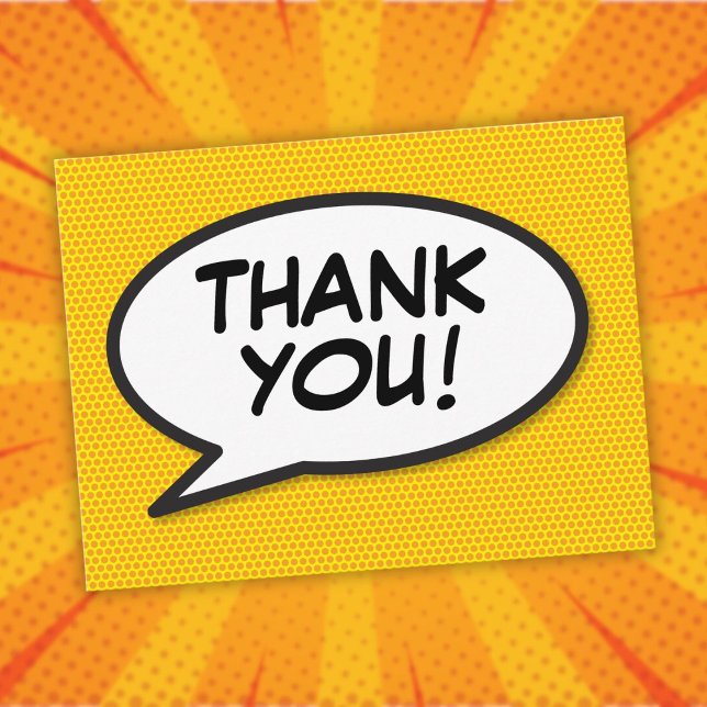 TACK Bubble Roligt Modern Tecknad Bok Vykort (THANK YOU Speech Bubble Fun Modern Comic Book Postcard
)