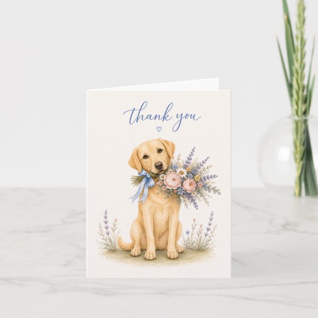 Tack Bukett Labrador Blomma Kort (Framsida)