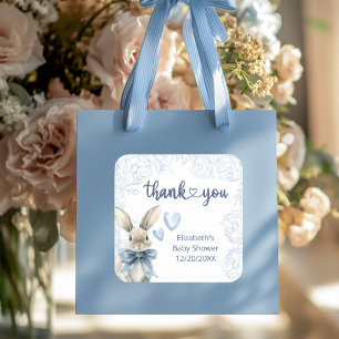 Tack Bunny Baby Shower Fyrkantigt Klistermärke