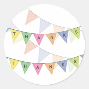 Tack Bunting Banner Cuptårta Topper Label Runt Klistermärke
