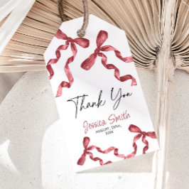 Tack Burgundy Bow Presentkort Presentetikett