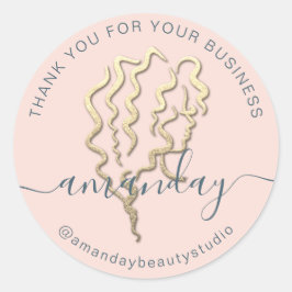 Tack Business Guld Logotyp Namn Ro Hair Beauty Runt Klistermärke