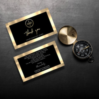 Tack Business Insert Logotyp Guld Black Visitkort