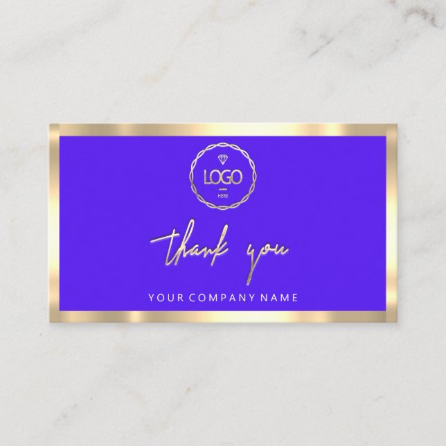 Tack Business Insert Logotyp Guld Blue Visitkort (Framsida)