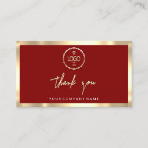 tack Business Insert Logotyp Guld Burgundy Visitkort