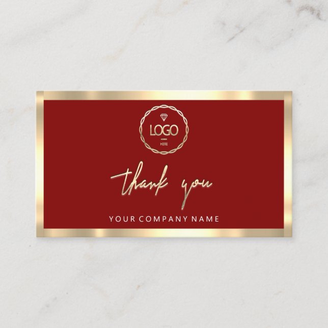 Tack Business Insert Logotyp Guld Burgundy Visitkort (Framsida)