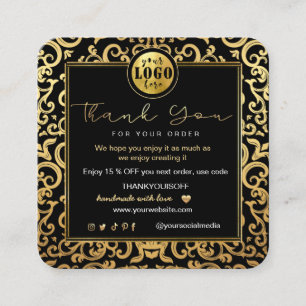Tack Business Insert Logotyp Guld Luxury Ram Fyrkantigt Visitkort