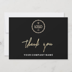 Tack Business Insert Logotyp Guld Ram Black Inbjudningar
