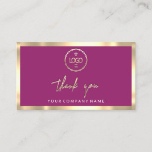 Tack Business Insert Logotyp Guld Ram Rosa Visitkort