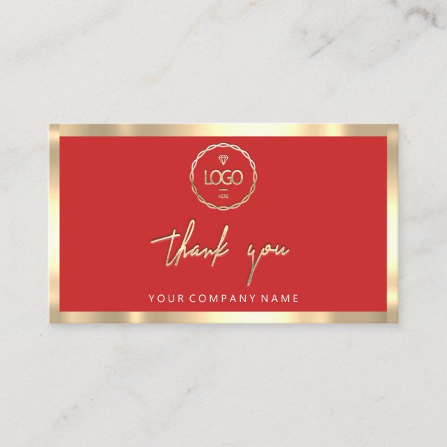 Tack Business Insert Logotyp Guld Red Visitkort (Framsida)