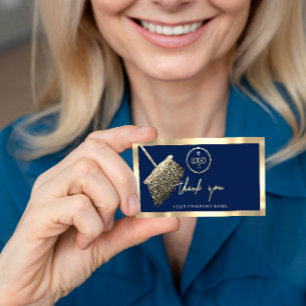 tack Business Insert Logotyp Guld Städning marin Visitkort