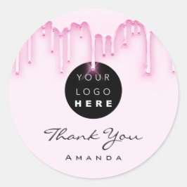 Tack Business Namn Makeup Artist Rosa Logotyp  Runt Klistermärke