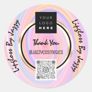 Tack Business QR Code Logotyp Rosa Guld Circle Runt Klistermärke