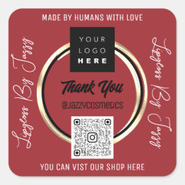 Tack Business QR Code Logotyp Scan Me Ro Fyrkantigt Klistermärke