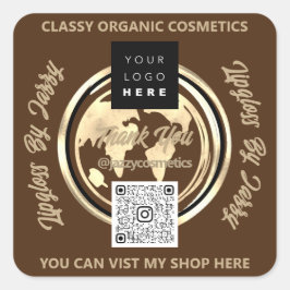 Tack, Business QR Code Logotyp World Map Earth Bro Fyrkantigt Klistermärke