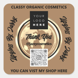 Tack, Business QR Code Logotyp World Map Earth Bro Fyrkantigt Klistermärke