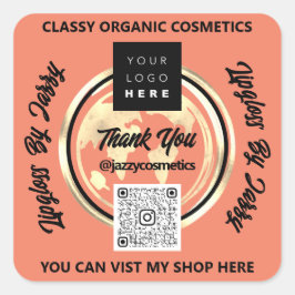 Tack, Business QR Code Logotyp World Map Earth Cor Fyrkantigt Klistermärke