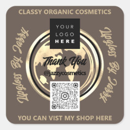 Tack, Business QR Code Logotyp World Map Earth Ivo Fyrkantigt Klistermärke