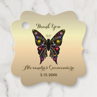 Tack Butterfly Guld Quinceanera Gåvor Etiketter
