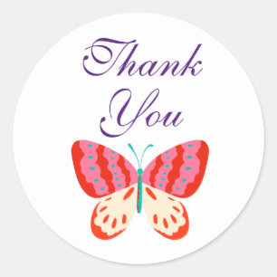 Tack Butterfly Round Stickers Runt Klistermärke