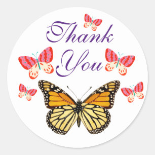 Tack Butterfly Round Stickers Runt Klistermärke