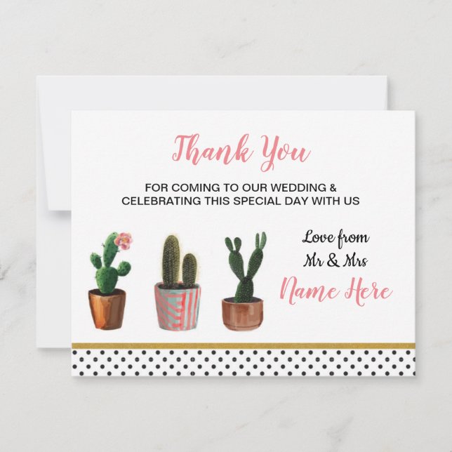 Tack Cactus Kaktus Bröllopskort Prickig Söt Kort (Framsida)