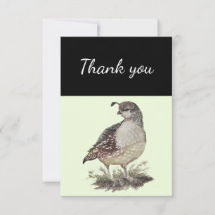 Tack California Quail Bird Nature Art Kort