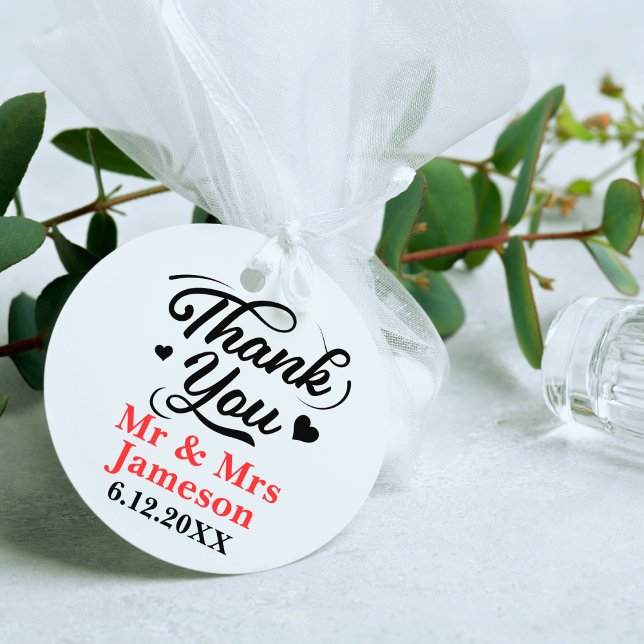 Tack Calligraphy Mr. Wedding Favor Märkres Gåvor Etiketter (Skapare uppladdad)