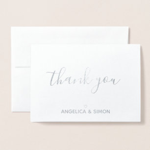 Tack calligraphy Personlig Silver Folierat Kort