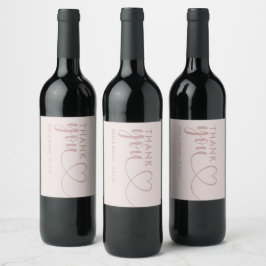 Tack Calligraphy Rose Guld Bröllopspresent Vinflaska Etikett