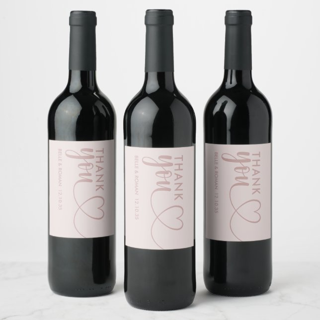 Tack Calligraphy Rose Guld Bröllopspresent  Vinflaska Etikett (Flaskor)