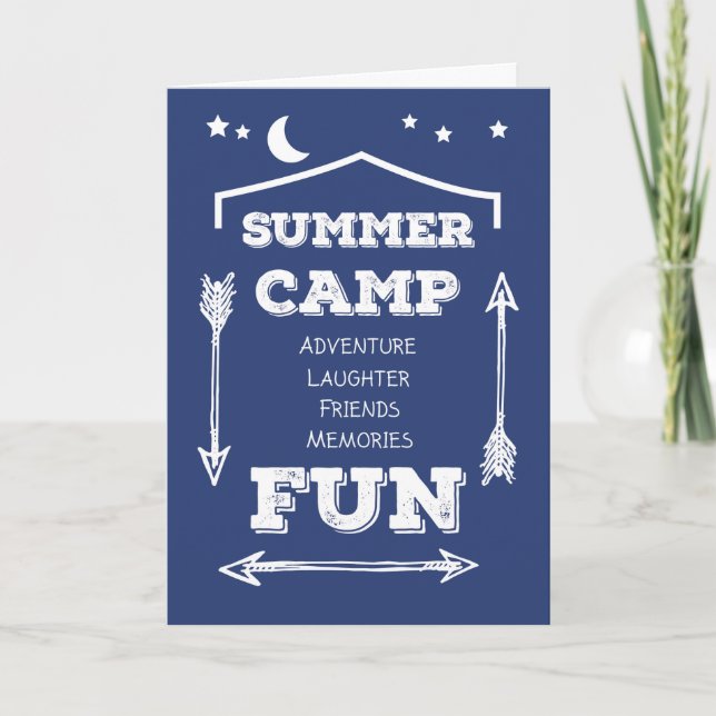 Tack, Camp Counselor Roligt Navy Blue, White Arrow Tack Kort (Framsida)