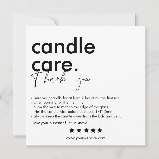 Tack Candle Care Modern Affärskort Kort (Framsida)