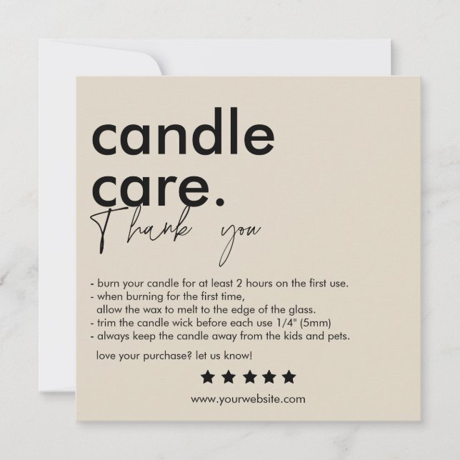 Tack Candle Care Modern Affärskort Kort (Framsida)