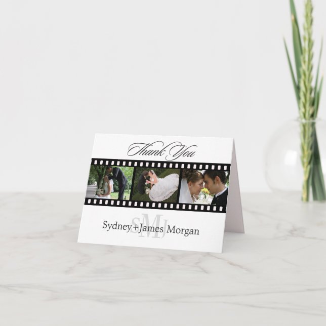 Tack Cards, foton från bröllop+monogram (Framsida)