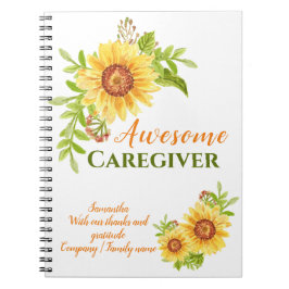 Tack Caregiver Blommigt Solrosbedömning Anteckningsbok