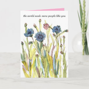 Tack Caregiver Kindness Blue Cornblommor Kort