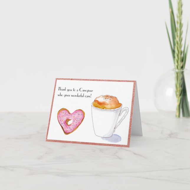 Tack Caregiver Watercolor Donut och café (Framsida)