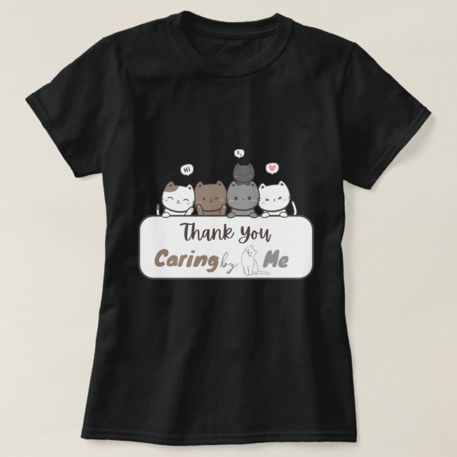 Tack Caring by me Black T Shirt (Design framsida)