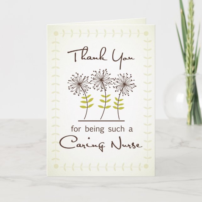 Tack Caring Nurse, Vild Flowers Kort (Framsida)