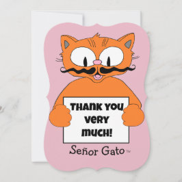 Tack! Cat Cute Tecknad Mustache Cat Tack Kort