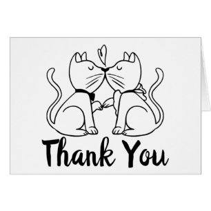 Tack Cat Lovers Bröllop Kittens Black White OBS Kort