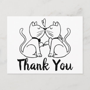 Tack Cat Lovers Bröllop Kittens Black White Vykort